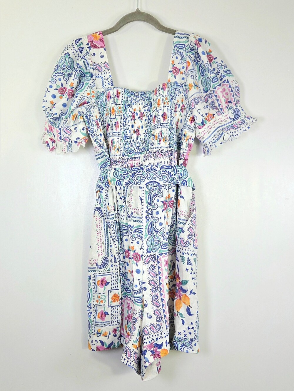 NWT CAROLINE CONSTAS LINEN BLEND PAISLEY PRINT BOHO ROMPER. - Picture 2 of 8